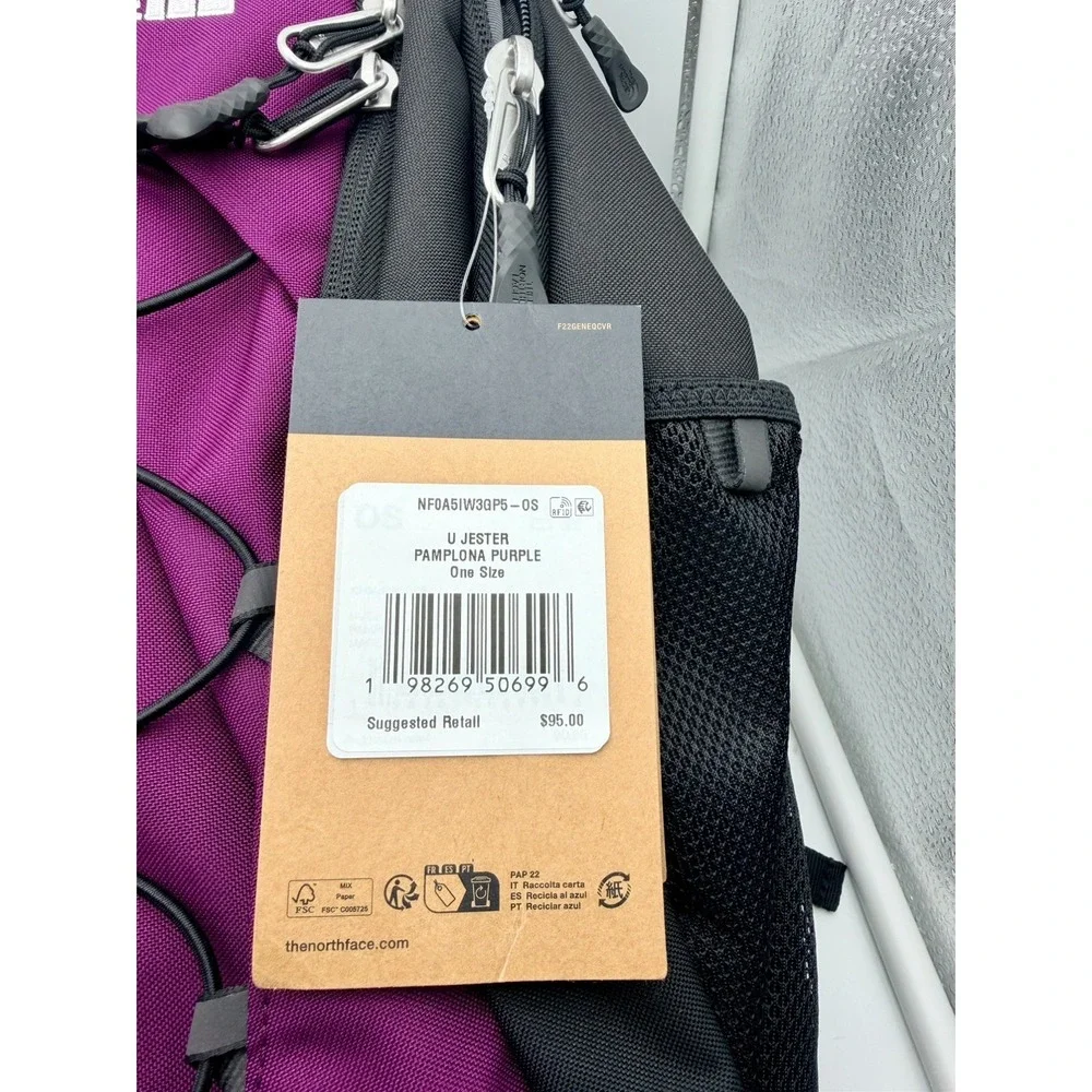 The North Face Jester Backpack Black Pamplona Purple NF0A5IW34H0 Laptop Bag NEW